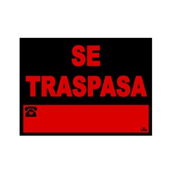 Cartel pvc 40x30cm "se traspasa"