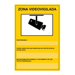 Cartaz aprovado da zona de vigilância por vídeo de 21 x 29 cm