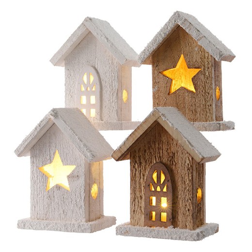 Maison en bois led 6x9x13cm