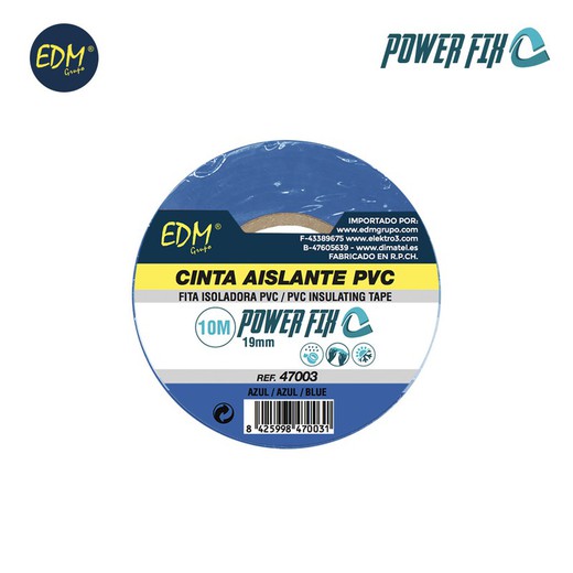 Cinta aislante 10m x19mm azul edm