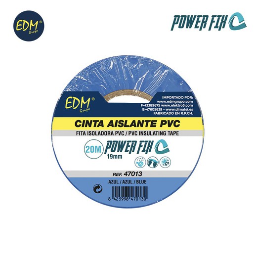 Cinta aislante 20m x19mm azul edm