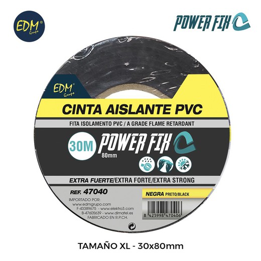 Cinta aislante xl  30m x 80 mm negra edm