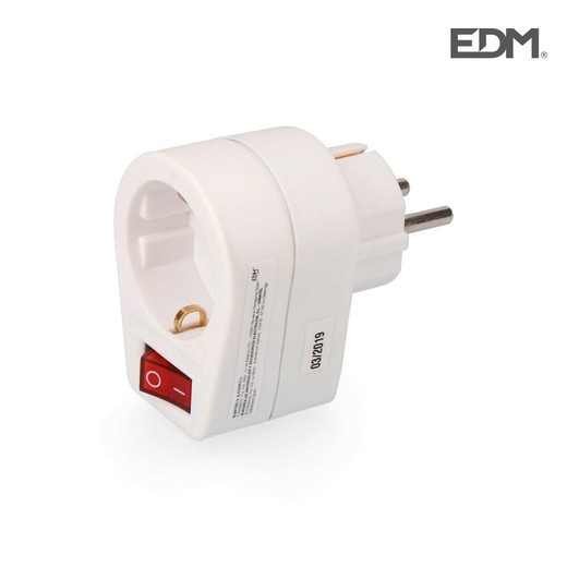 Clavija adaptadora con interruptor retractilada(10128052) edm