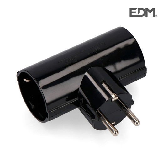 Blister de plug duplo preto com baquelite t / tl 16a 250v edm