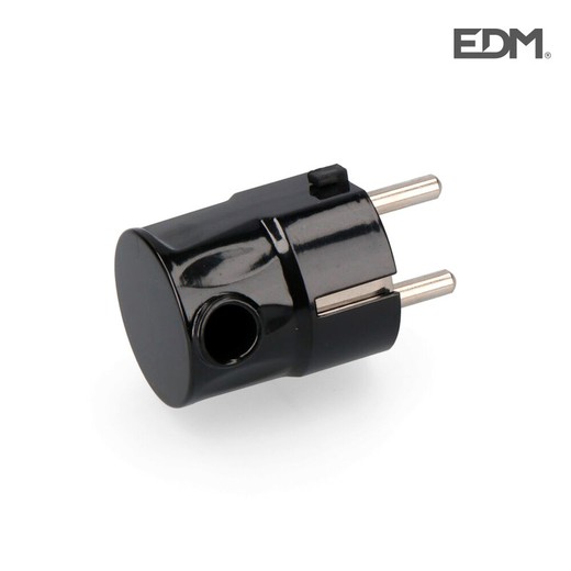 Plugue Schuko s / lateral 4,8mm embalado em preto (602207)