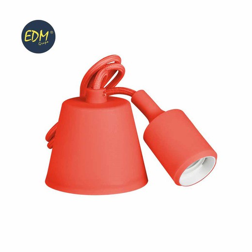 Pendentif silicone e27 60w rouge (98,4 cm) edm