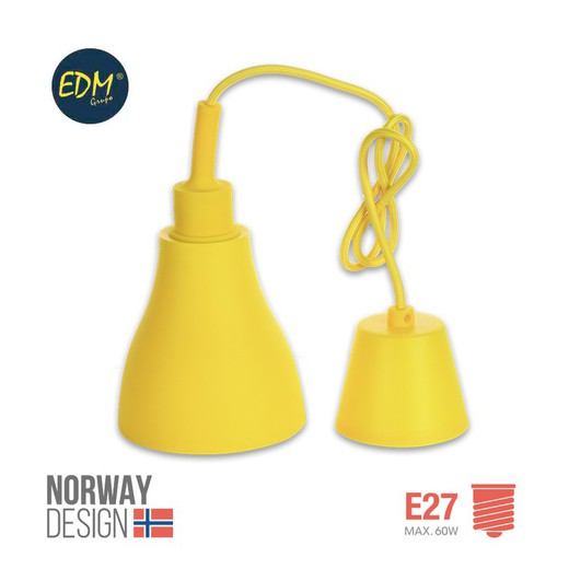 pendente de silicone com design noruega e27 60w edm amarelo