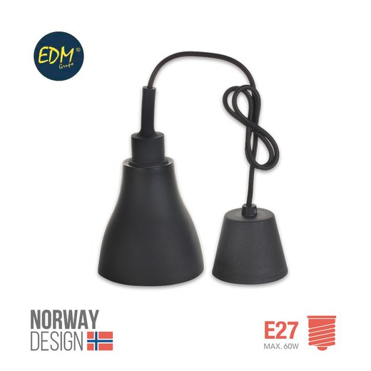 colgante de silicona norway design e27 60w negro edm