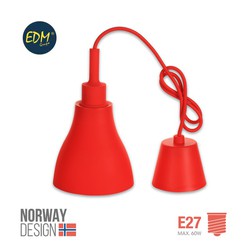 colgante de silicona norway design e27 60w rojo edm