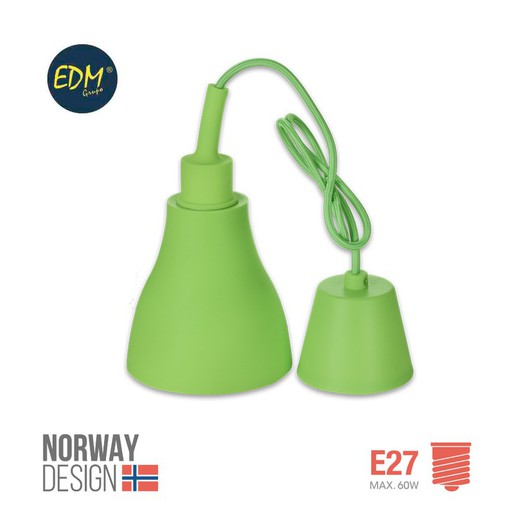 pendente de silicone com design noruega e27 60w verde edm