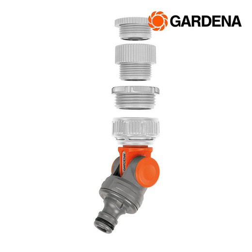 Conector articulado con adaptadores 1", 3/4", 5/8, 1/2" (blister) gardena