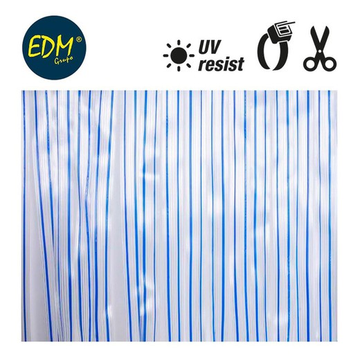 Cortina de fita transparente - plástico azul 90x210cm tiras de 32 edm