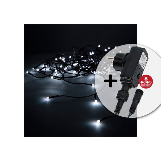 Cortina com programador 2x1mts 10 tiras 100 leds branco frio edm