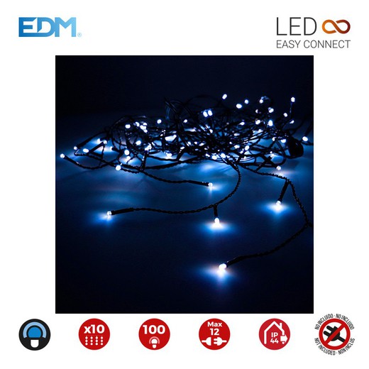 Cortina easy-connect 2x1mts 10 tiras 100 leds azul 30v (interior-exterior) edm total 1,8w