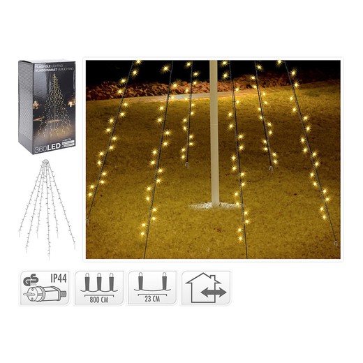 Cortina exterior 360 led blanco calido especial para arboles