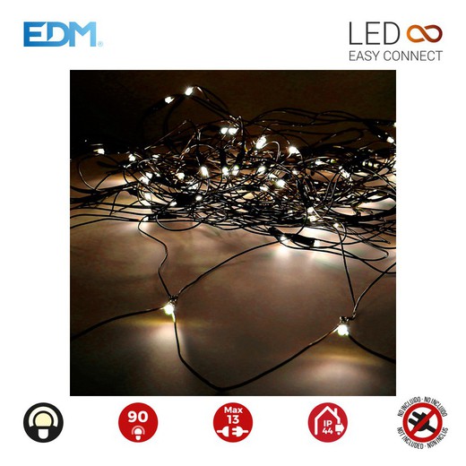 Cortina red easy-connect 2x1,5mts 90 leds blanco calido 30v (interior-exterior) edm total 1,62w