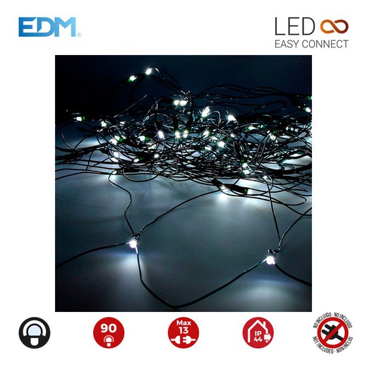 Rideau rouge easy-connect 2x1,5mts 90 leds blanc froid 30v (intérieur-extérieur) total edm 1,62w