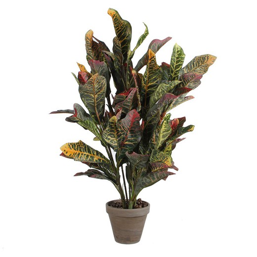 Croton pvc verde com vaso cinza
