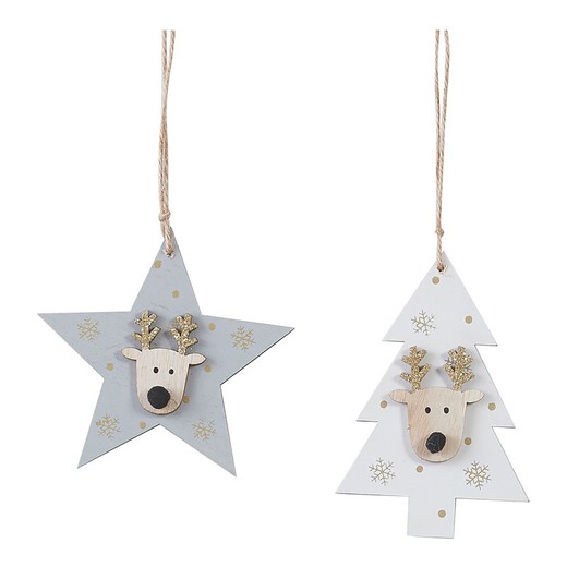 Decoração de árvore de Natal com padrão de estrela cinza designs variados