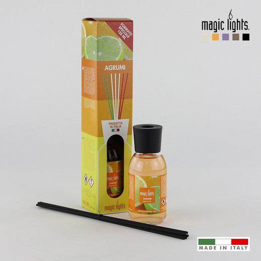 Difusor de aroma Citrus mikado 125ml. Luzes mágicas