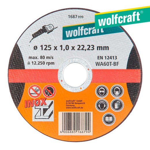 Disco de corte de precisión para acero inoxidable ø 125 x 1,0 x 22,23mm. 1687999 wolfcraft
