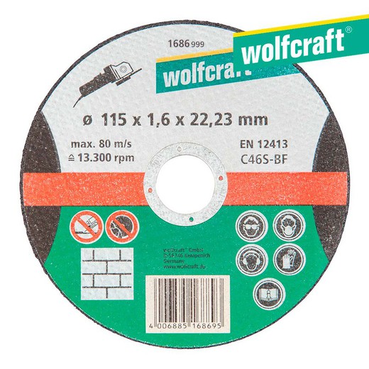 Disco de corte de precisión para piedra ø 115 x 1,6 x 22,23mm. 1686999 wolfcraft