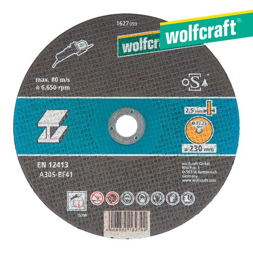 Disco de corte para metal ø 230 x 2,5 x 22,23mm. 1627099 wolfcraft