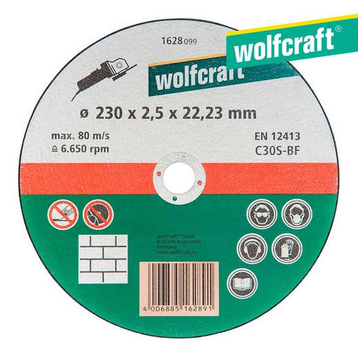 Disco de corte para piedra ø 230 x 2,5 x 22,23mm. 1628099 wolfcraft