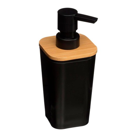 Dispensador jabon baño bambu-negro colección 'natureo'