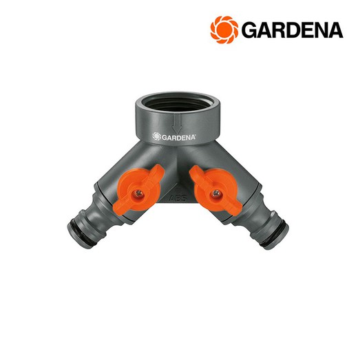 Distribuidor doble para grifos de 21mm (1/2") 26,5mm (3/4") 33,3mm (1") (blister) gardena