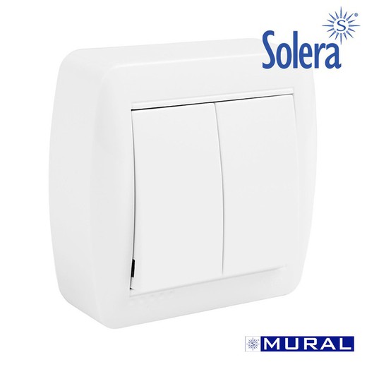 Doble conmutador 74x72x28mm s. Mural solera mur12u