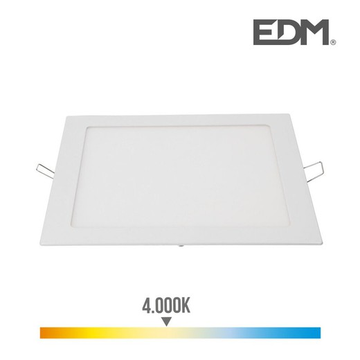 Downlight led cuadrado 20w 1500lm 22x22cm marco blanco 4.000k edm