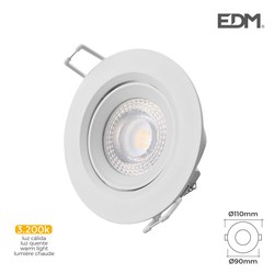 Downlight led embutido 5w 3.200k moldura branca edm redonda