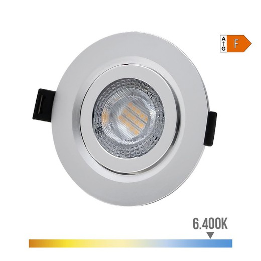 Downlight led empotrar 9w 806lm ra80 6400k redondo marco cromo edm