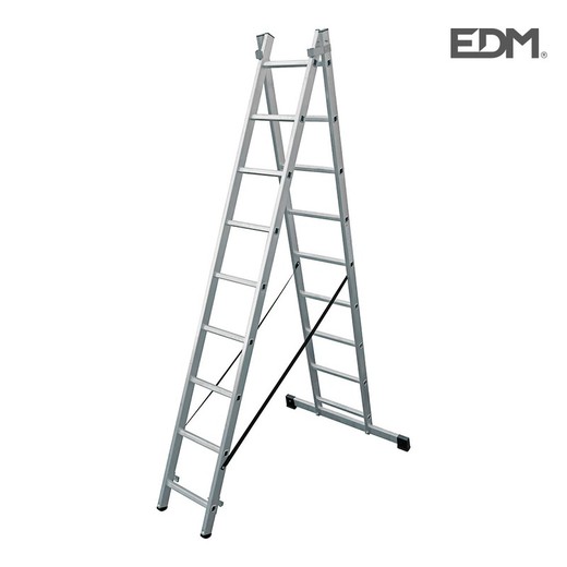 Escalera Transformable Aluminio 2x9 Peldaños Edm