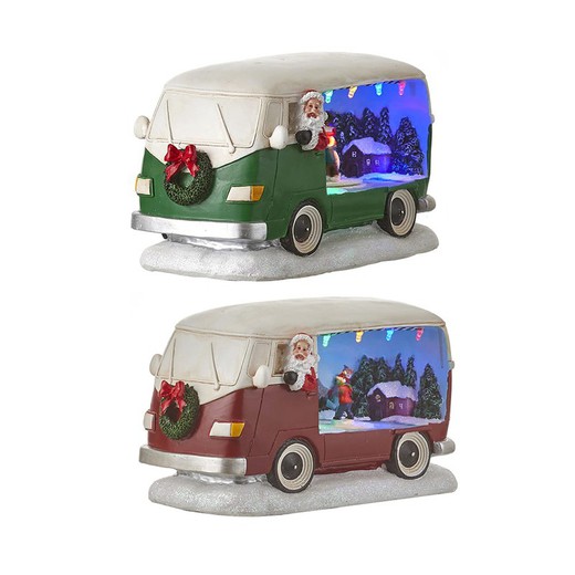 Cenário de natal volkswagen van operado por bateria de 21,5x13x12,5cm