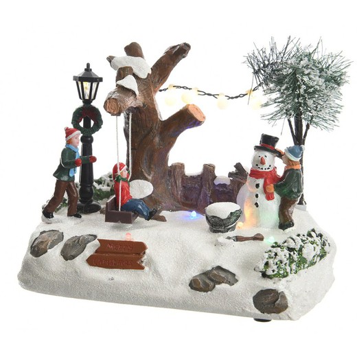 Scène de Noël décorative led 3xaa 19.5x12x15.3cm