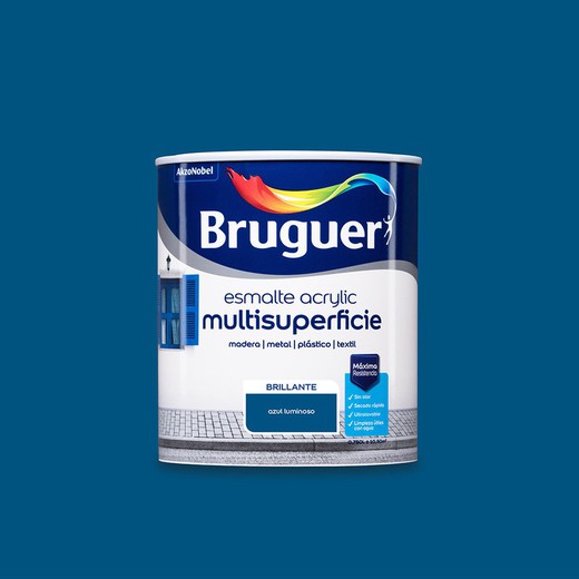 Laque acrylique multi-surfaces lumineuse bleu vif 0,750l bruguer