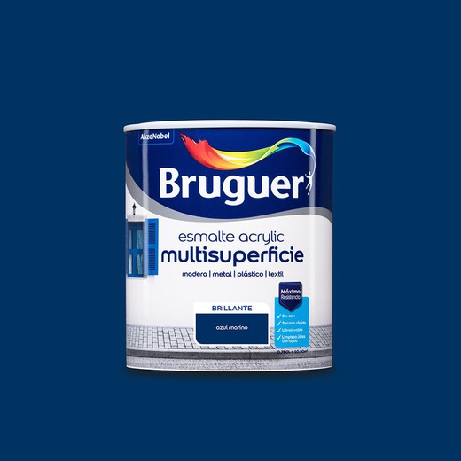 Laque acrylique multi-surfaces bleu marine brillant 0,750l bruguer