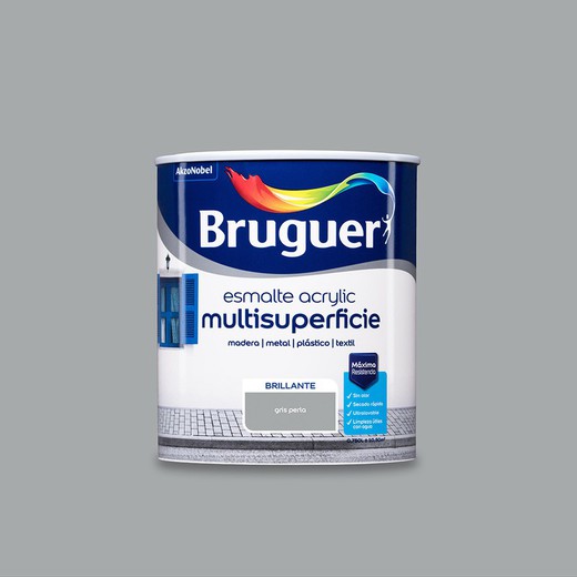 Émail acrylique multi-surfaces gris perle brillant 0,750l bruguer