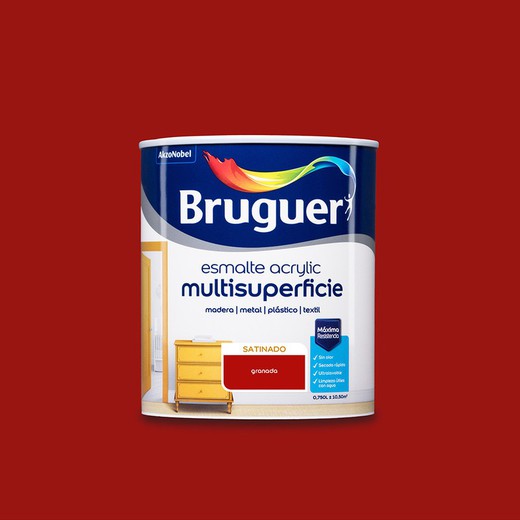 Laque acrylique multi-surfaces satinée 0,750l grenade bruguer