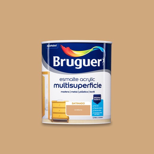 Laque acrylique multi-surfaces satinée noisette 0,750l bruguer