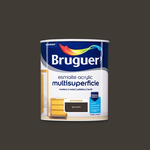 Laque acrylique multi-surfaces satinée gris sable 0,750l bruguer