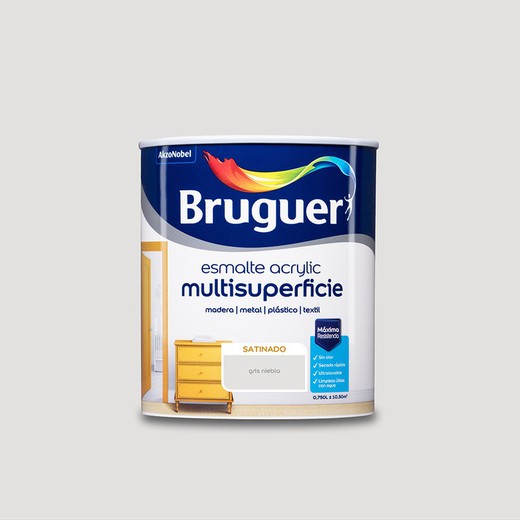 Laque acrylique multisurfaces brouillard gris satiné 0,750l bruguer