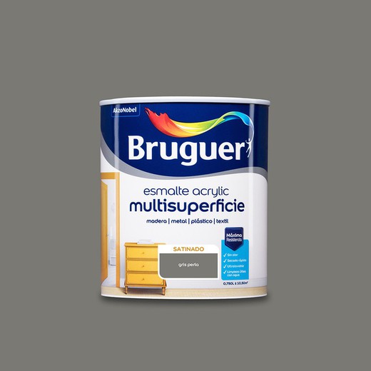 Laque acrylique multi-surfaces satinée gris perle 0,750l bruguer