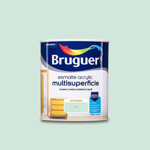 Émail acrylique multisurfaces menthe satinée 0,750l bruguer