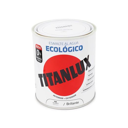 Esmalte Ecológico Al Agua Brillante Blanco 750ml Titanlux 00t056634