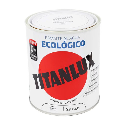 Esmalte Ecológico Al Agua Satinado Blanco 250ml Titanlux 01t056614