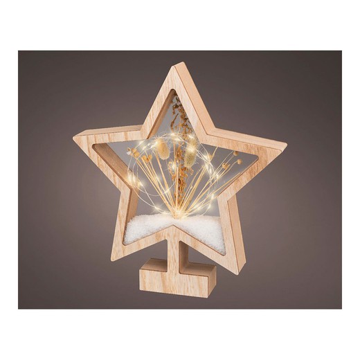 Estrella de madera con microleds 4x26x28cm 25 leds