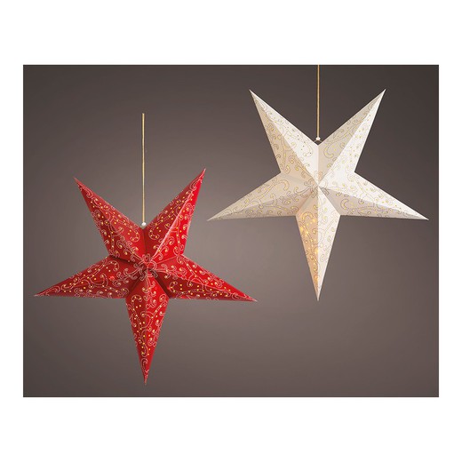 Estrella de papel led 2 modelos surtidos 60cm 20 leds